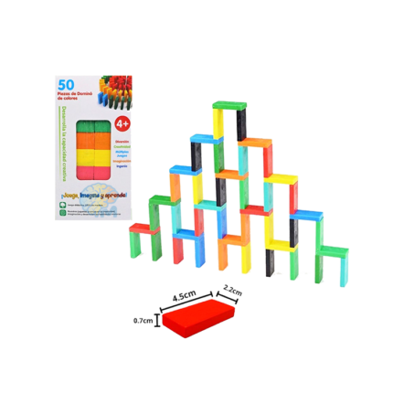 Domino Set for Kids Building Wooden Blocks 50 Pcs
