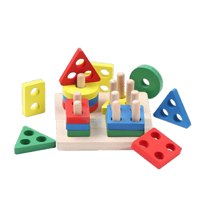 Geometric Four sets of column wooden educational Toys