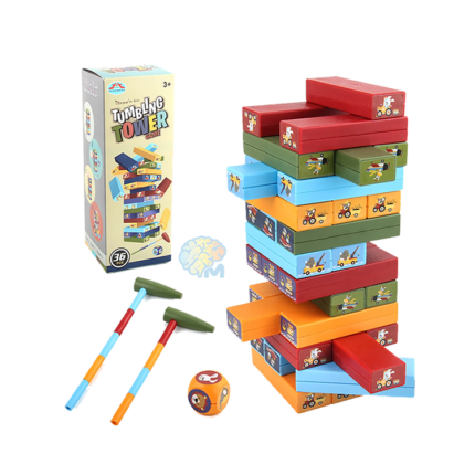 Jenga Stacking Blocks Tumbling Tower Cartoon Building Educational Toys