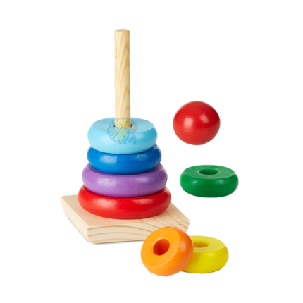 Rainbow Tower Wooden Stack Folding Puzzles Educational Toys for Toddler Kids