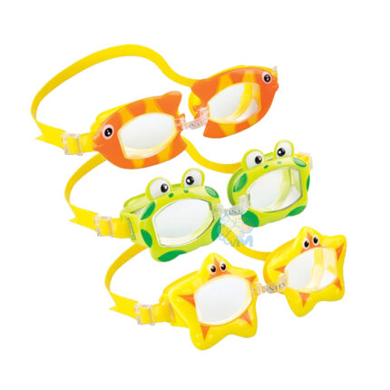 Intex Aquaflow Play Fun Adjustable Water Swim Goggles for Kids Hypoallergenic