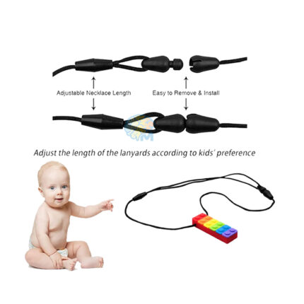 Sensory Rainbow Chew Food Grade Silicone Teething Toys for Autism,Teething,Anxiety,Biting Needs,ADHD,Sensory Toys with Adjustable Buckle for Child
