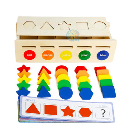 Wooden Shape and Color Sorting Box Montessori Learning Toy