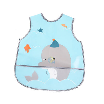 Baby Cartoon Waterproof Sleeveless Feeding Bib with Large Pocket