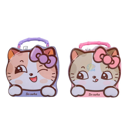 Cartoon Metal Cat Shape Bank with Lock & Key Box for Keeping Bucks