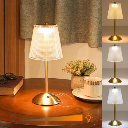 Amingulry Cordless Table Lamp, 4000mAh Rechargeable Battery Operated Lamp, 3 Color Modes & Stepless Dimmable LED Touch Lamp, Portable Crystal Metal...