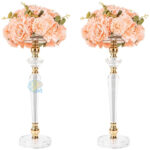 Acrylic Centerpiece Flower Stand Display 18.9 Inch Tall Crystals Vase Pedestal Stand