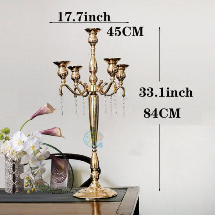 Centerpieces Tree Candle Holder Led Lamp Wedding 5-Head Metal Gold Floor Candlestick Holder