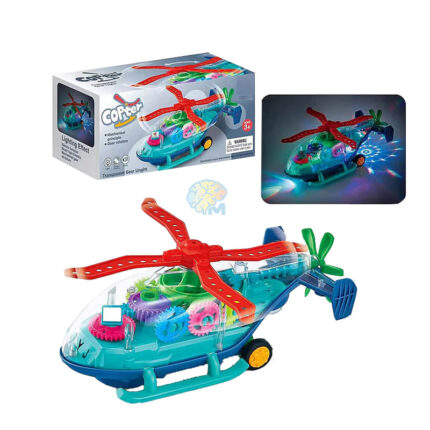 Transparent Mechanical Helicopter Toy for Kids with Gear Technology 3D Light,Musical Sound & 360 Degree Rotation